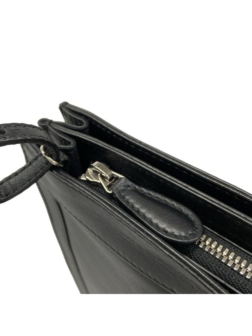 Balenciaga Shoulder Bag Navy Pochette Black Leather - Picture 12 of 15